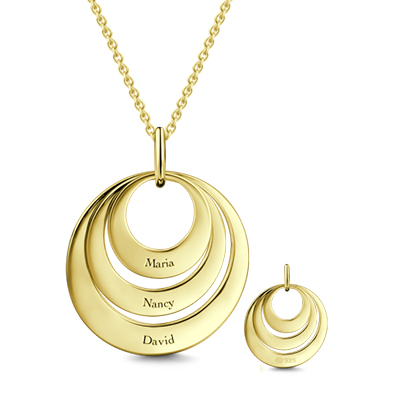 Jewelry For Moms - Three Disc Necklace 18K Gold Plated