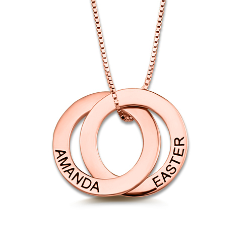 Custom Double Russian Ring Name Necklace Rose Gold