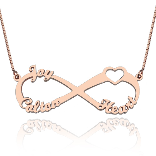 Infinity Necklace 3 Names - Rose Gold Plated