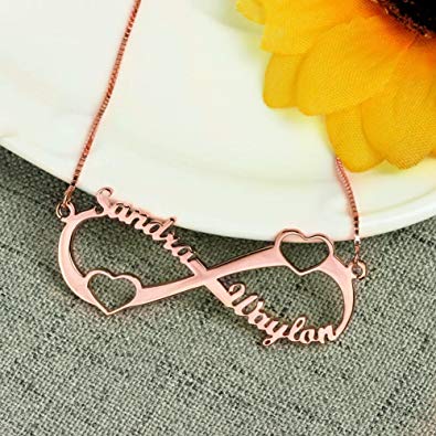 Double Heart Infinity Necklace In Rose Gold