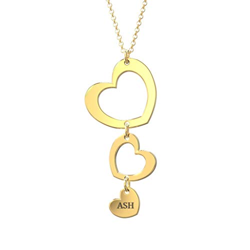 Three Heart Forever Name Necklace 18k Gold Plated