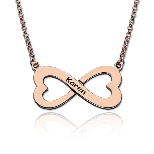 Infinity Heart-Shaped Necklace Rose Gold