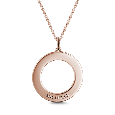 Engravable Disc Necklace Rose Gold Plated