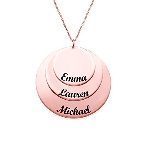 Engraved Rings Necklace Rose Gold Plated