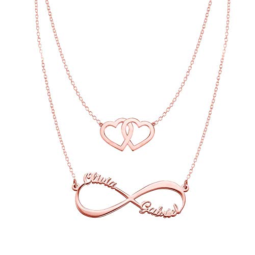 Hearts Infinity Necklaces Set For Her Rose Gold