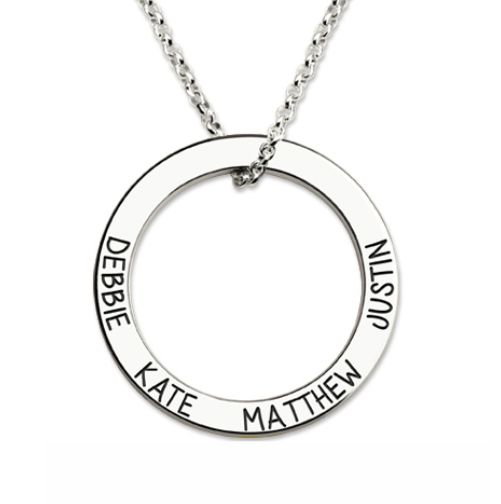 Engraved Hoop Family Necklace