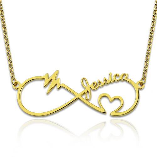 Infinity Heartbeat Necklace Gold Plated Silver