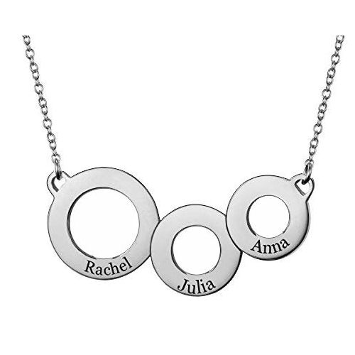 Engraved Circles Necklace In Silver