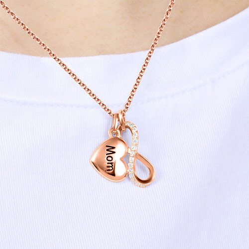 Custom Engraved Infinity Love Necklace In Rose Gold