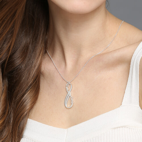 Vertical Infinity Necklace Sterling Silver