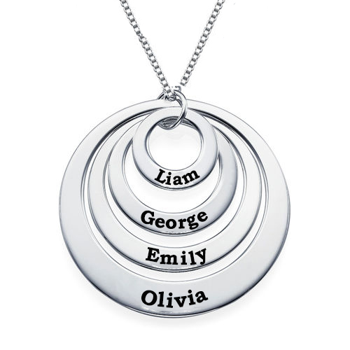 Engravable Classic Discs Necklace in Silver